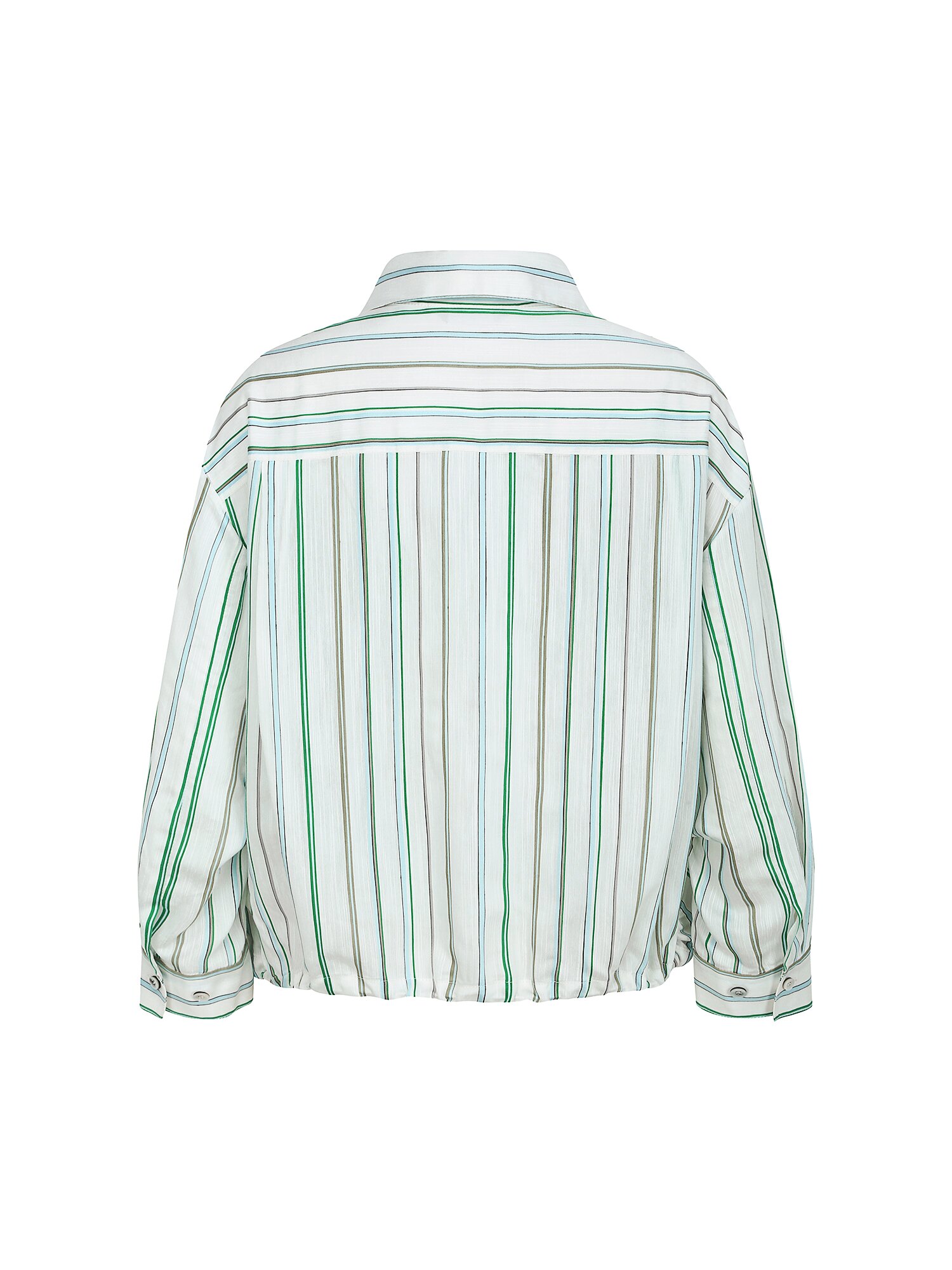 루즈핏 스트링 셔츠 블라우스 (STRIPE GREEN)