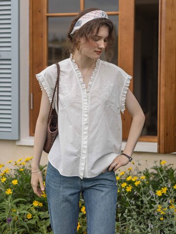 DA_Patch sleeveless lace blouse_WHITE