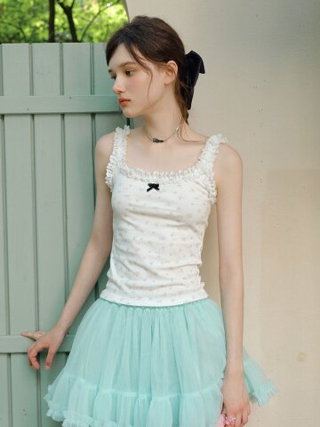 Cest_Floral lace sleeveless top