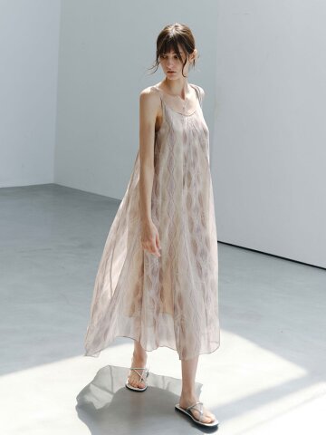 TG_Asymmetric pattern camisole dress