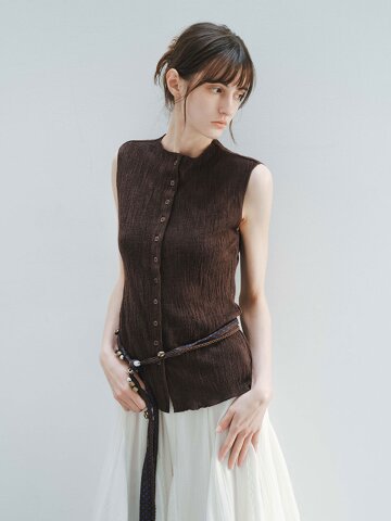 TG_Texture button sleeveless top_2color