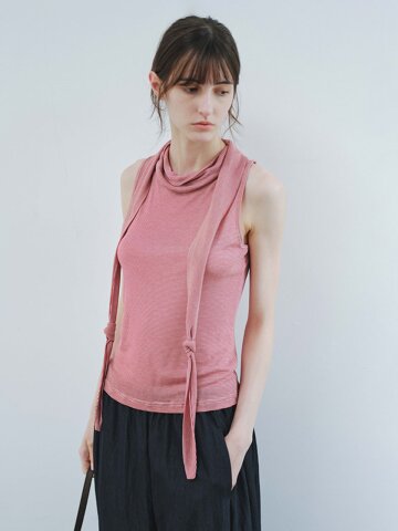 TG_Stripe tie collar sleeveless top_2color