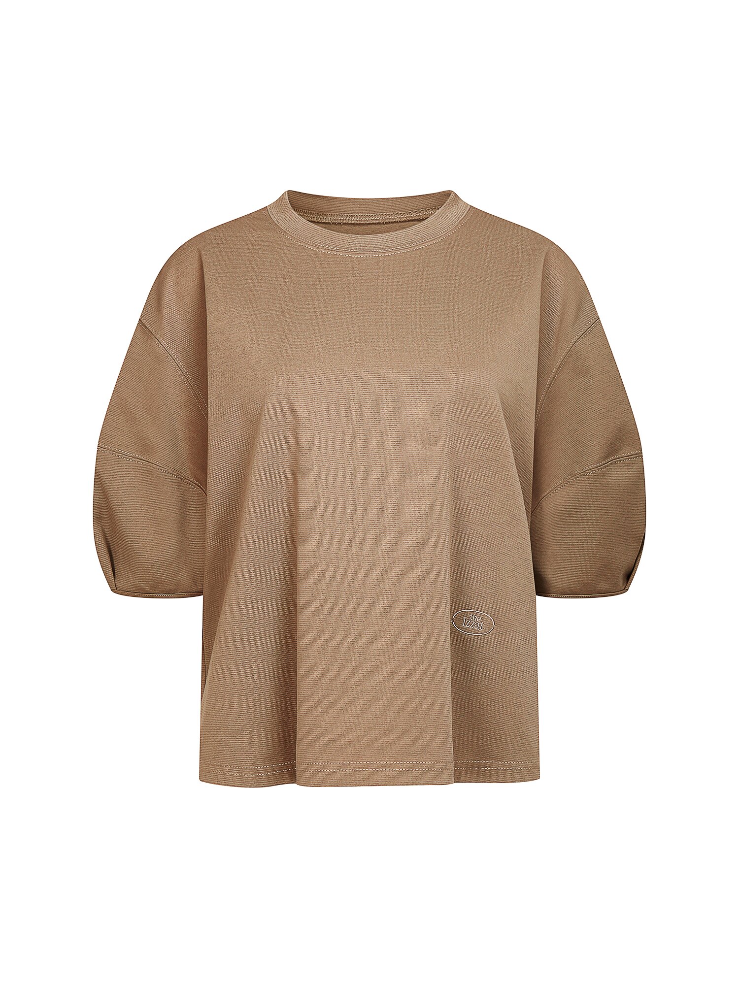 코튼 로고 자수 스티치 티셔츠 (BEIGE)