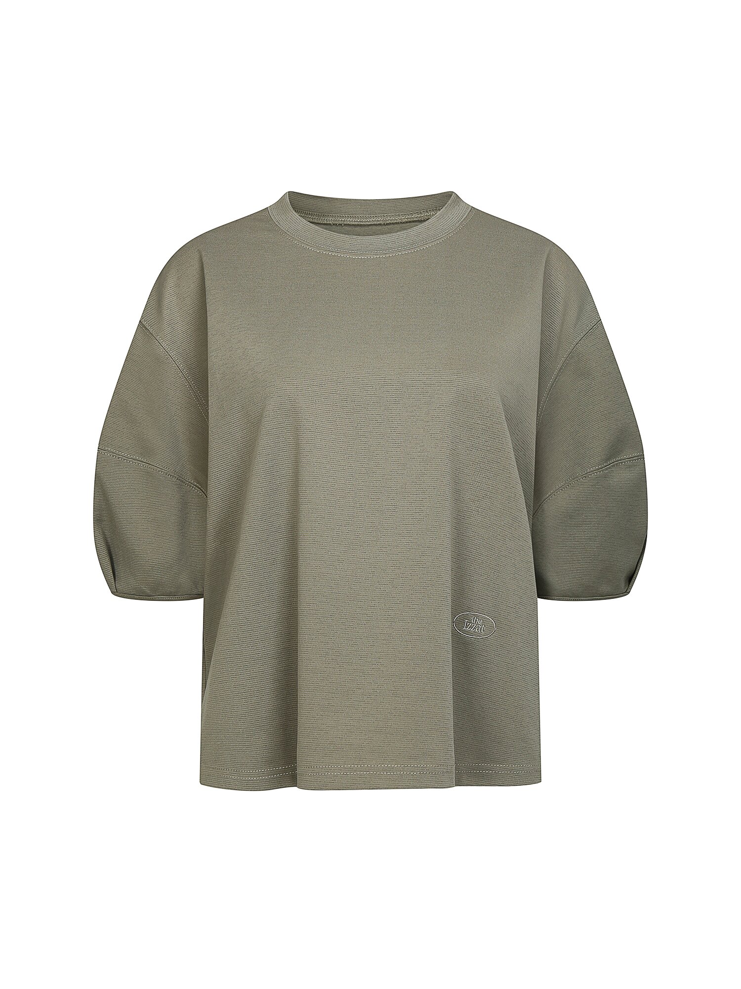 코튼 로고 자수 스티치 티셔츠 (KHAKI)