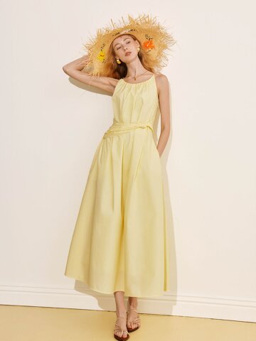 YY_Waist spaghetti strap dress_2color