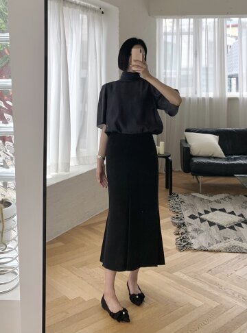 모던 슬릿 머메이드 스커트 (BLACK)