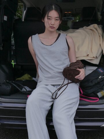 Pigment Cotton Long Sleeveless Tee_LIGHT GREY