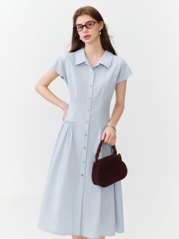 WD_Collared button-up midi dress_BLUE