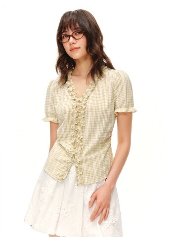 AR_Gingham ruffle blouse