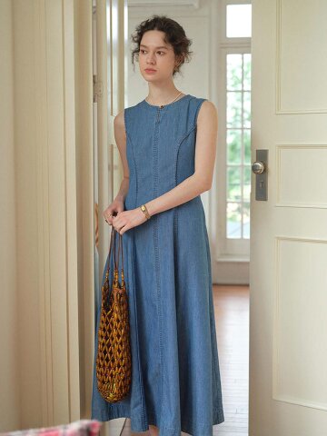 SR_Faux denim tank dress
