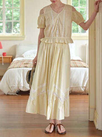 SR_Lace midi skirt