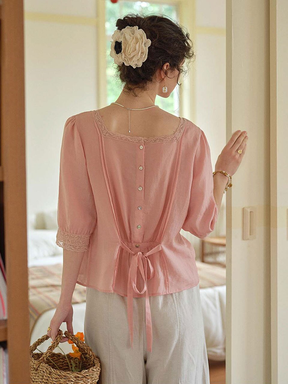 SR_Pink square collar top