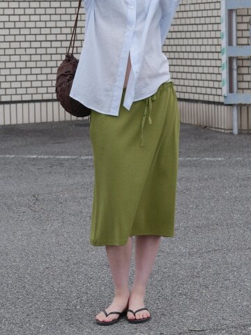 Soft Jersey Midi Skirt_OLIVE