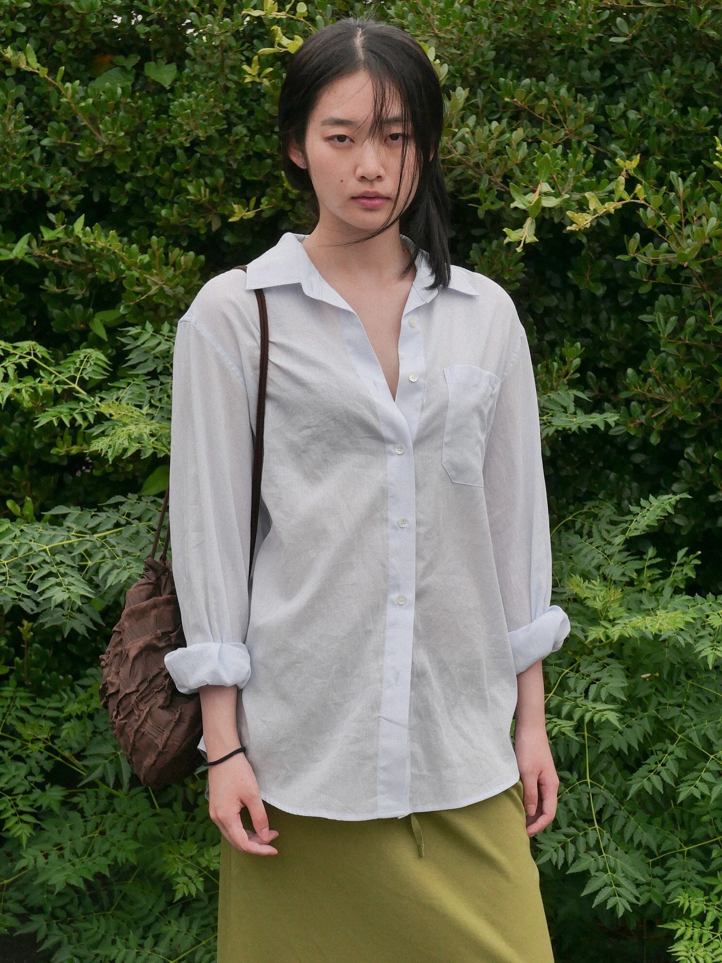 LOOSE FIT GAUZE FABRIC SHIR_SKY BLUE
