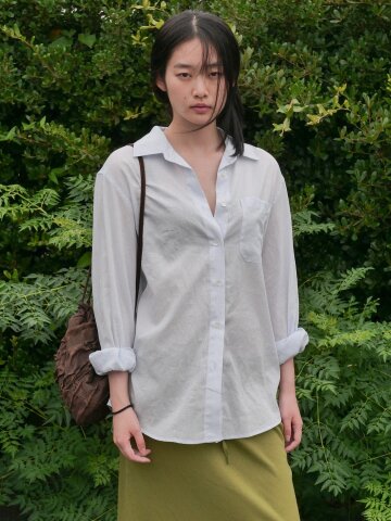 LOOSE FIT GAUZE FABRIC SHIR_SKY BLUE