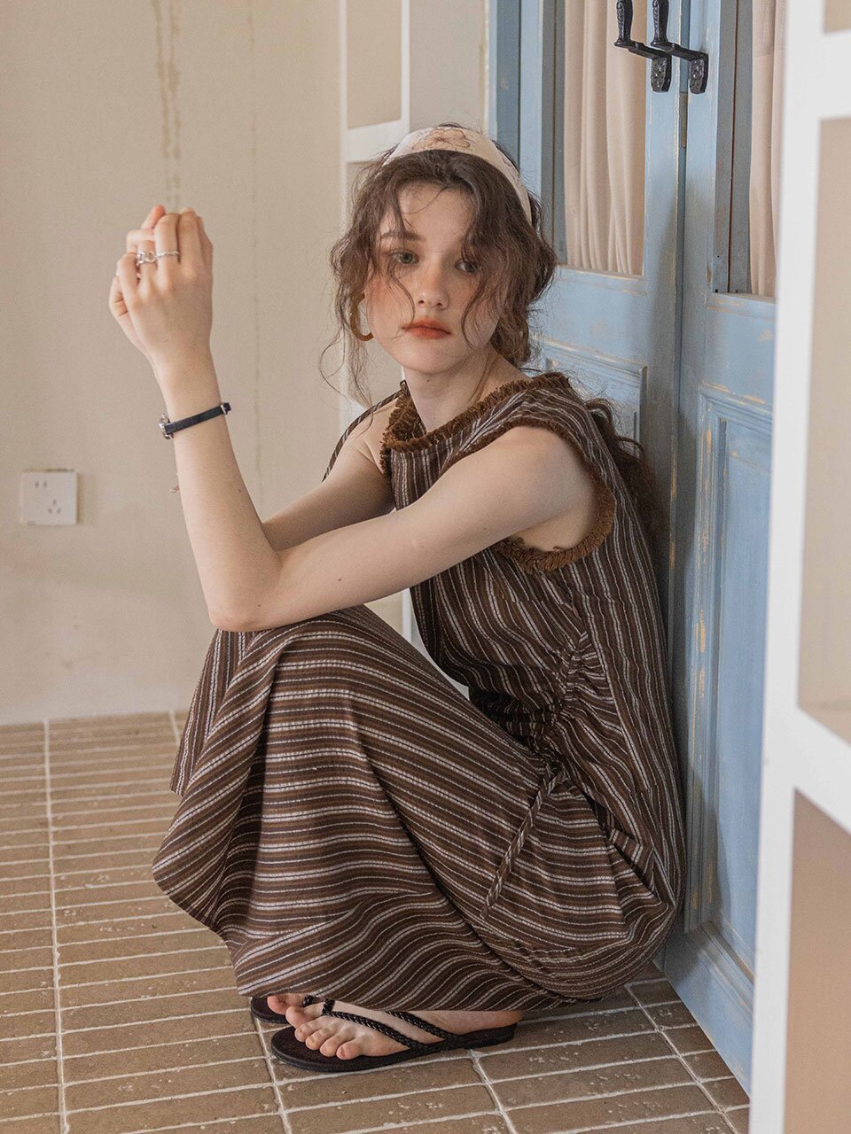 DA_Drawstring waist-cinch dress