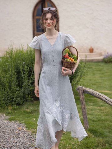 DA_Cinching irregular hem dress_GRAY