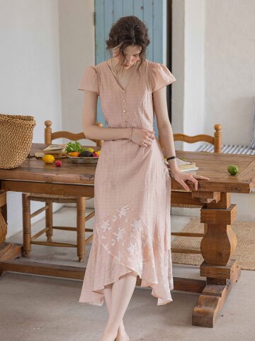 DA_Cinching irregular hem dress_PINK