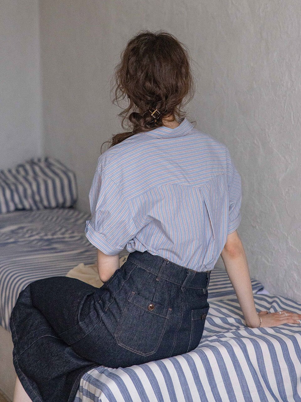 DA_Color-block patchwork shirt_2color