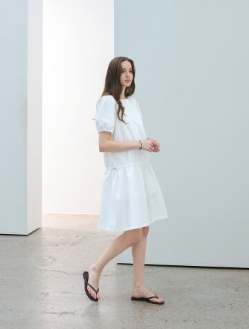 시어서커 로우 스트링원피스 WHITE