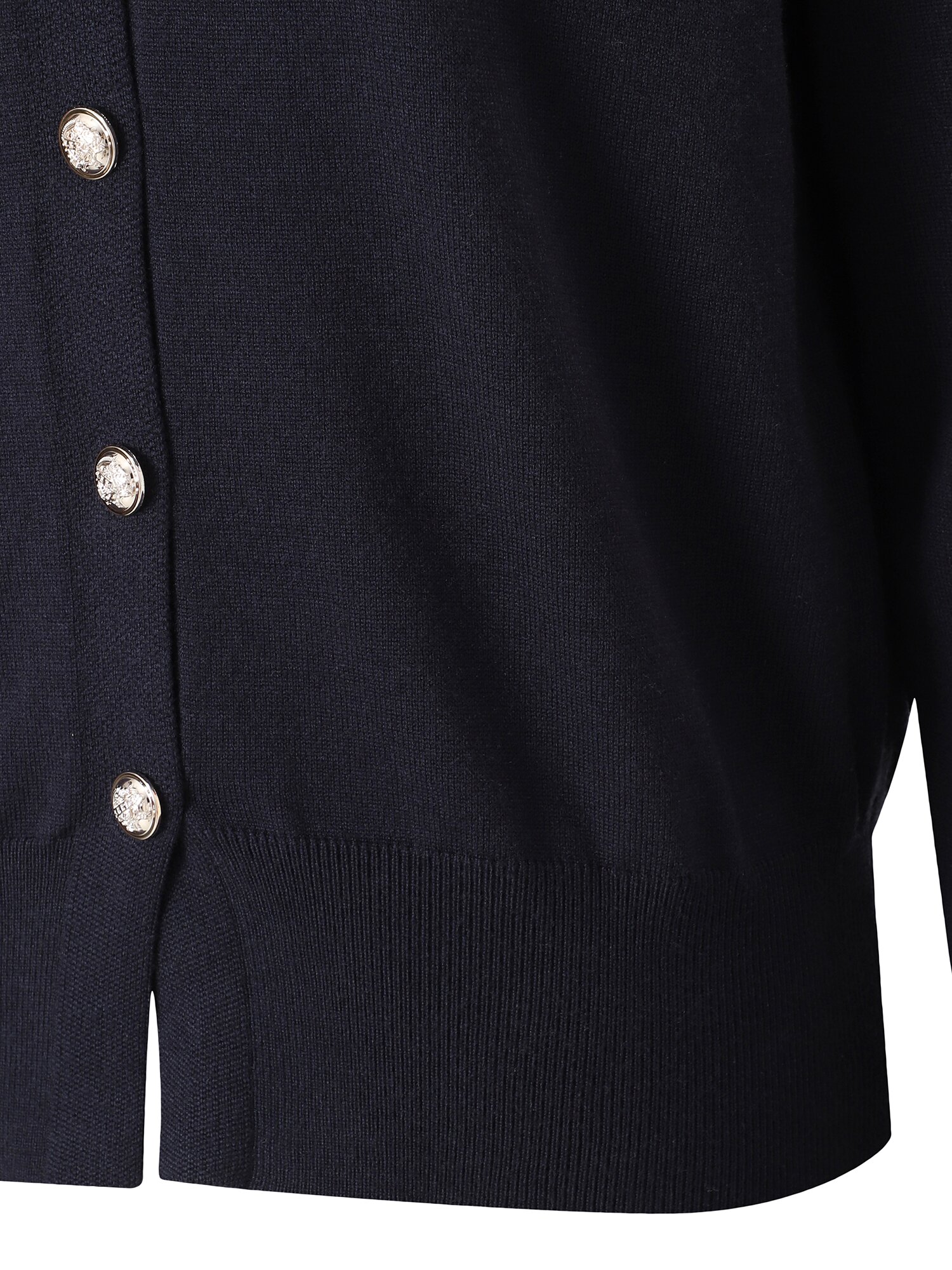 데님 칼라 스트라이프 니트 가디건 (NAVY)