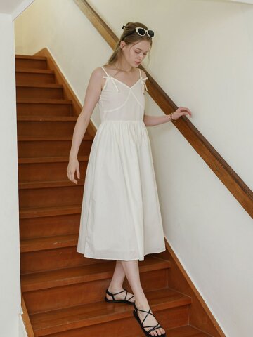 DD_Bow strap flare dress_WHITE
