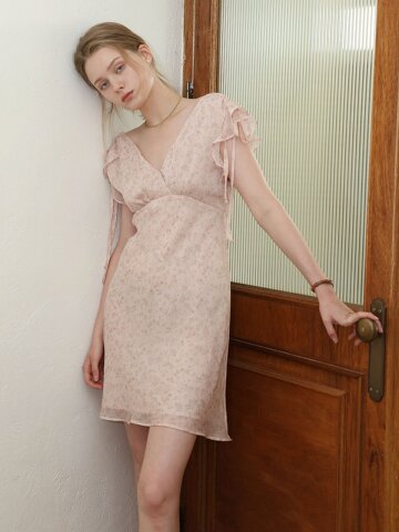DD_Floral flutter sleeve mini dress_PINK
