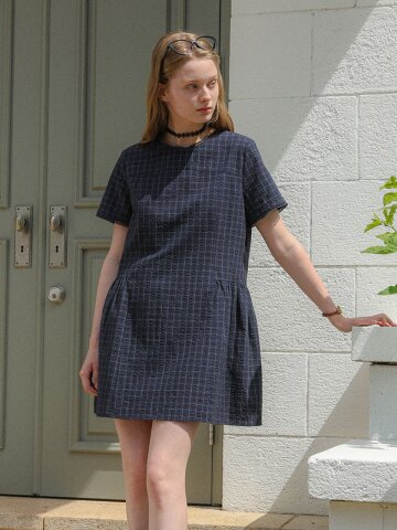 DD_Check flare mini dress_NAVY