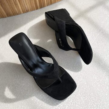 [썸머]사스스 스퀘어 뮬 슬리퍼/굽7.5cm(H132J097)