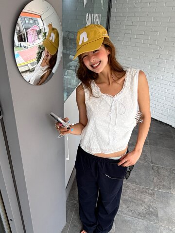 테이지 코튼 레이스 뷔스티에