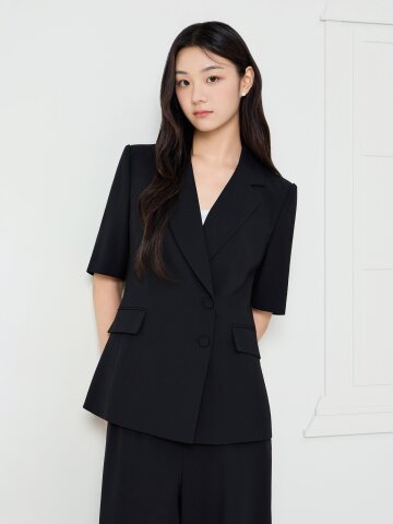 미니멀 하프 슬리브 투버튼 재킷 