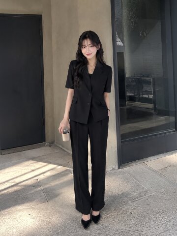 미니멀 하프 슬리브 투버튼 재킷 