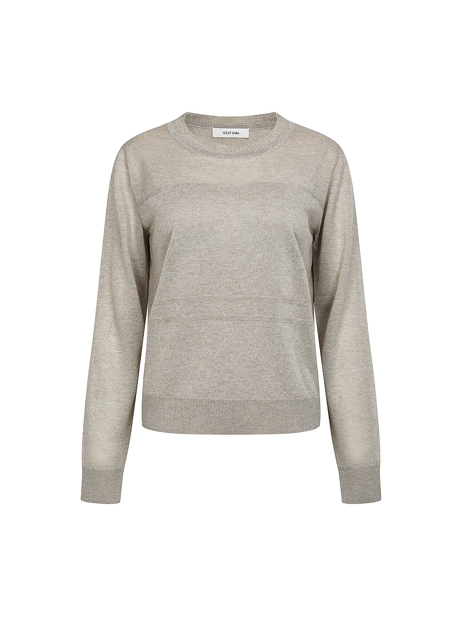 라인 포인트 라운드넥 풀오버 니트 (KHAKI BEIGE)