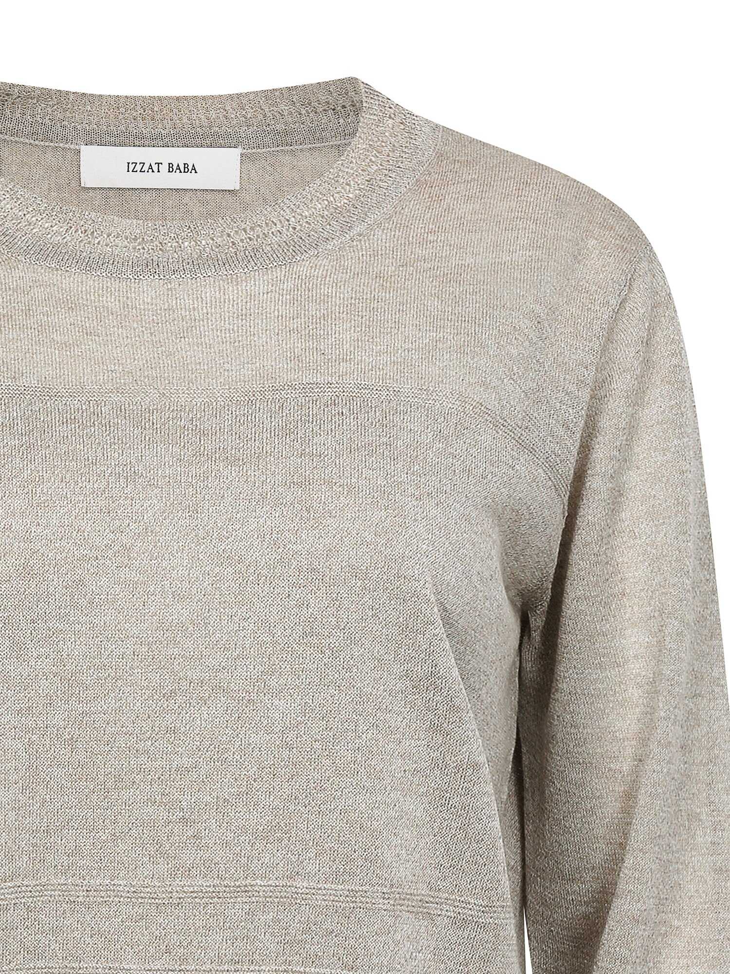 라인 포인트 라운드넥 풀오버 니트 (KHAKI BEIGE)