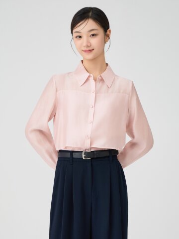 시폰 레이어 크롭 블라우스 