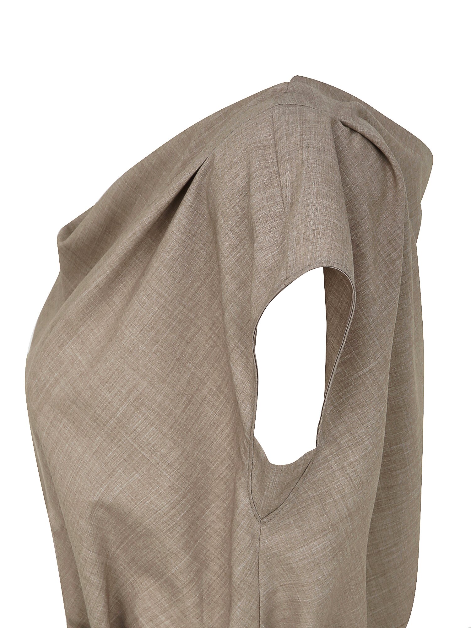 모던 언밸런스 카울넥 블라우스 (MELANGE BEIGE)