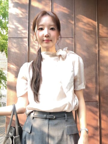 리본 하프넥 블라우스 +이너 세트 