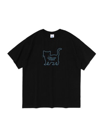 파리샤 프린팅 반팔 티셔츠 (블랙/소라)