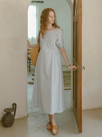 PM_Back button puff sleeve dress_2color