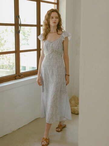PM_Flutter sleeve jacquard dress_LAVENDER