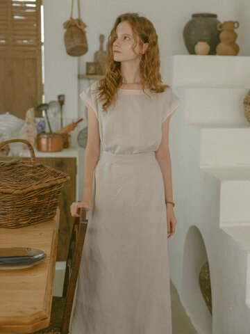PM_Boat neck simple midi dress_GRAY