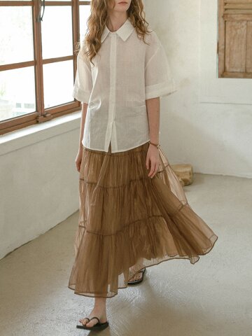PM_Layered chiffon lace inner skirt_BROWN