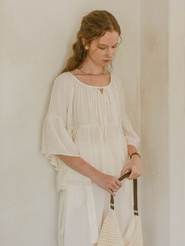 PM_Relaxed fit peasant blouse_IVORY