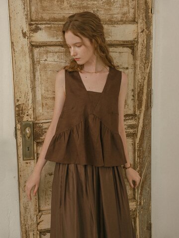 PM_Drape panel sleeveless top_BROWN