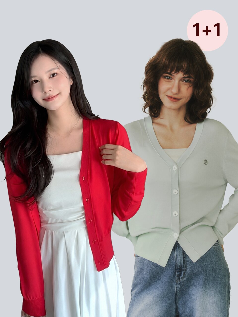 [1+1][7컬러] 썸머 제로 로고 펜던트 가디건