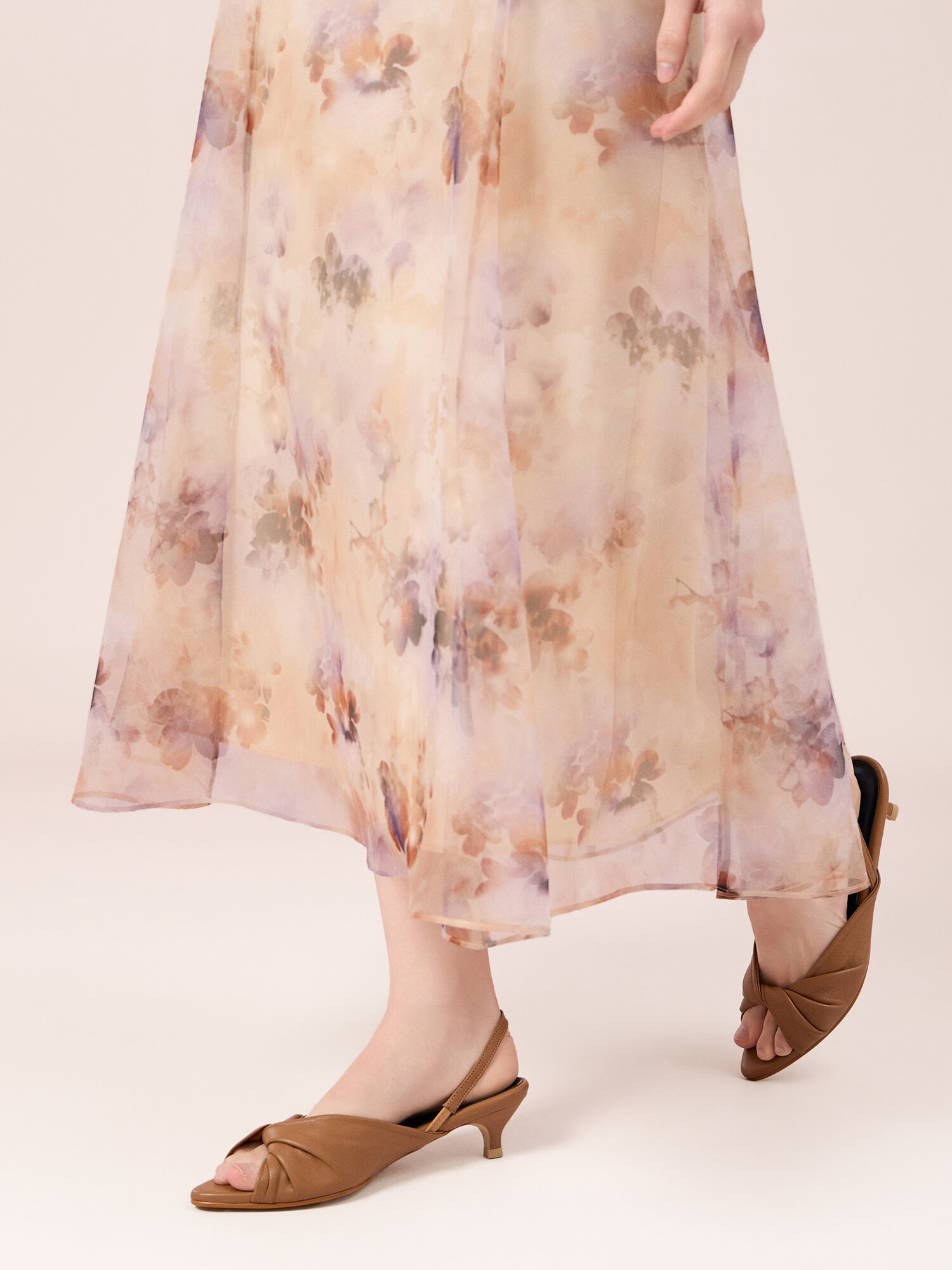 쉬폰 A라인 롱 스커트 (LIGHT BROWN)