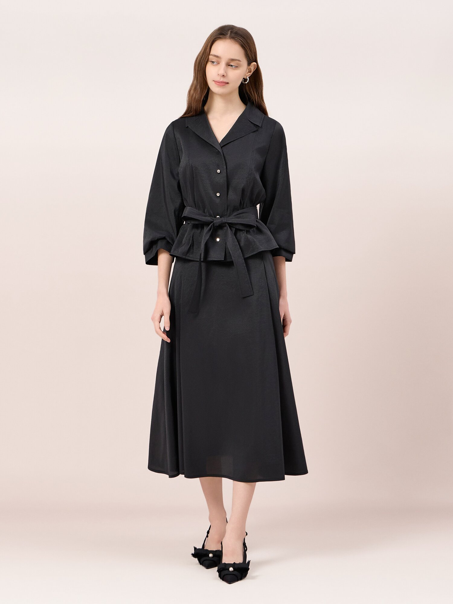 벨티드 퍼프 7부 슬리브 자켓 (BLACK)