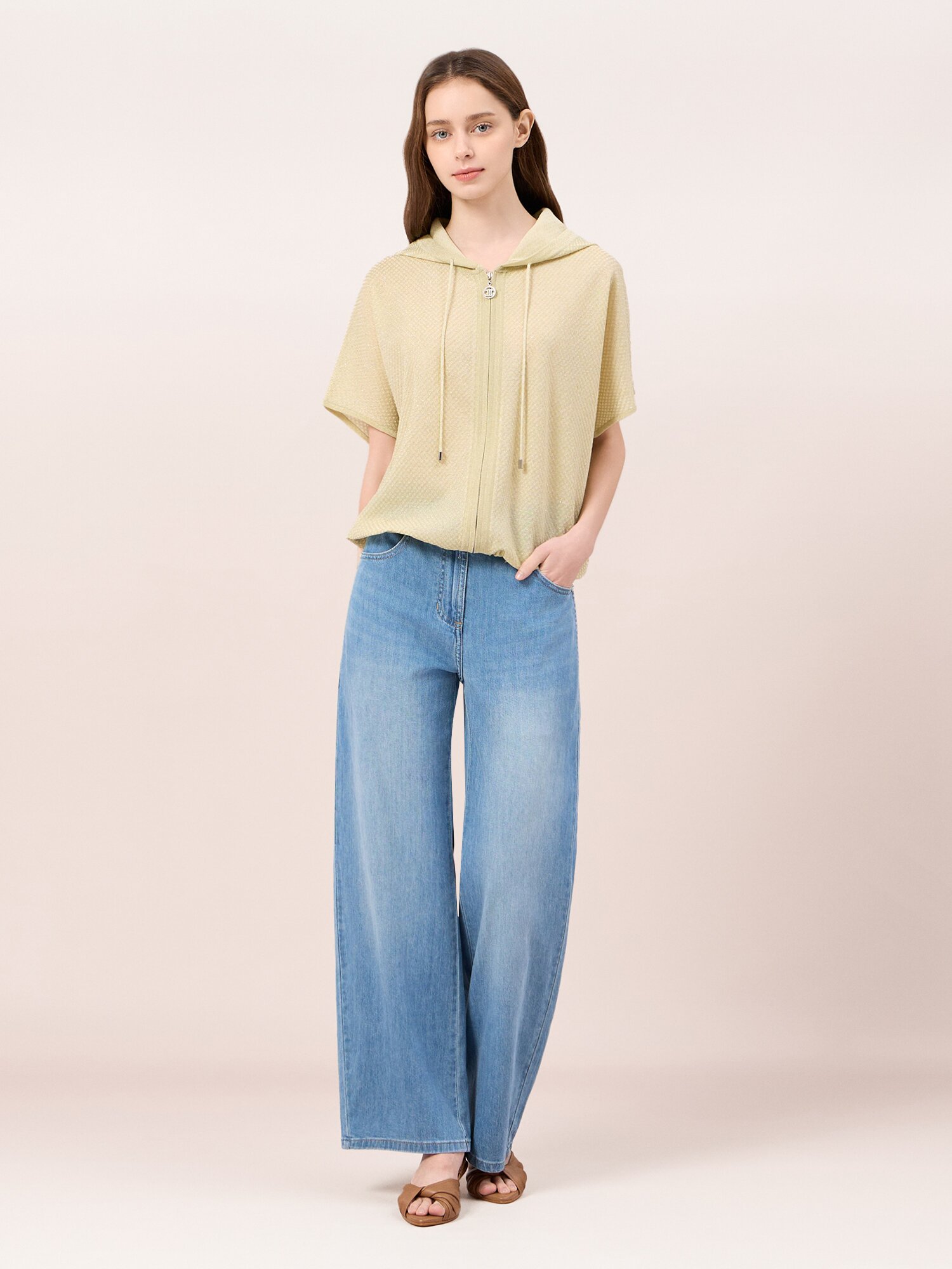 스터드 포인트 워싱 와이드 데님 (BLUE)