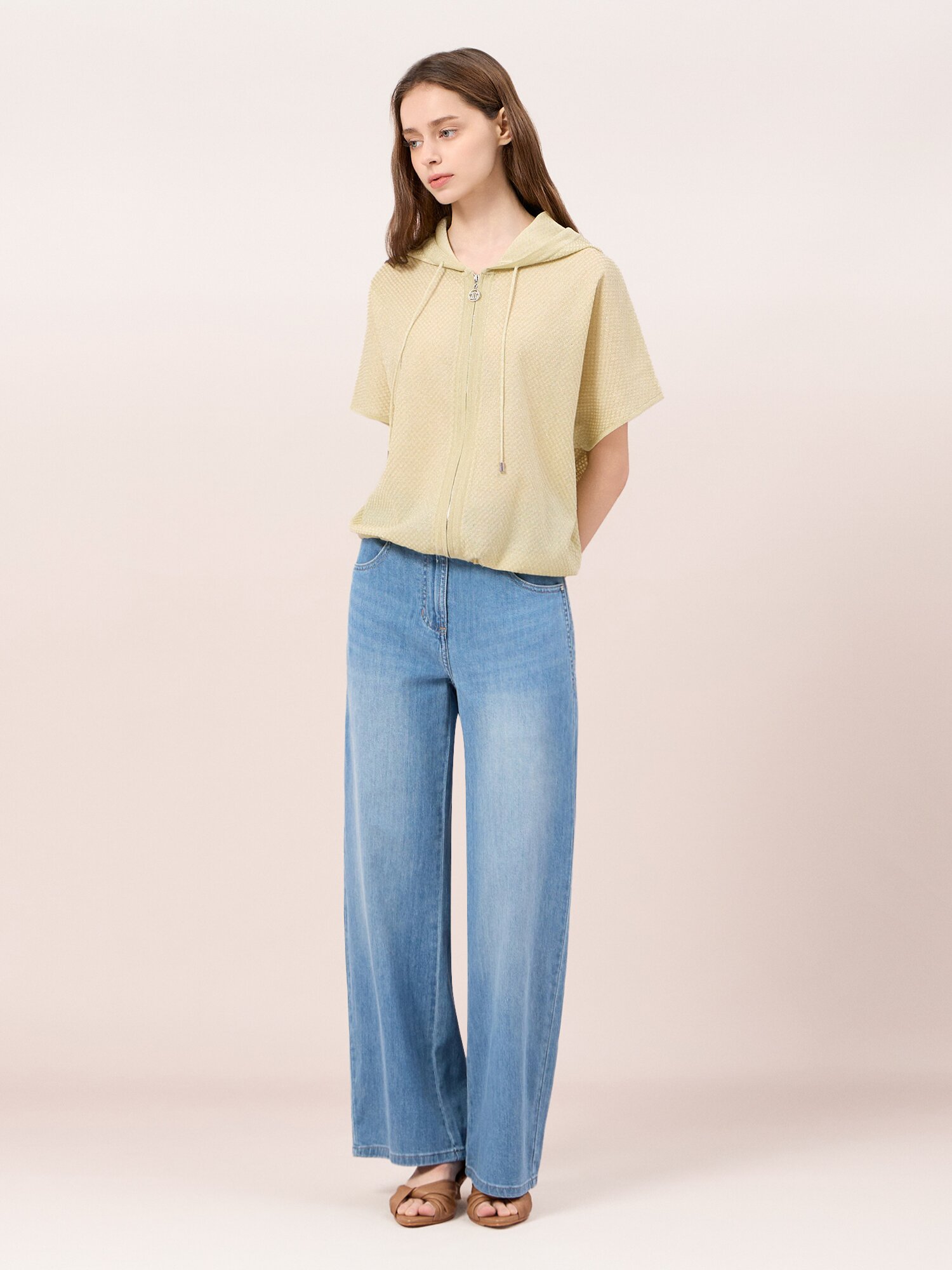 스터드 포인트 워싱 와이드 데님 (BLUE)