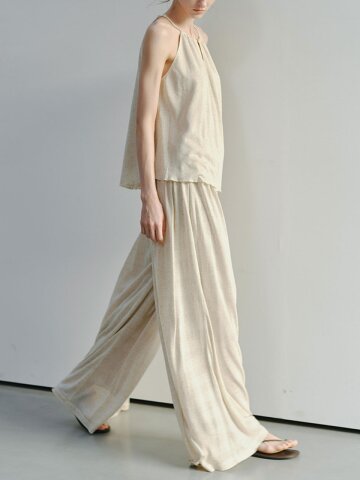 TG_Natural wide banding pants
